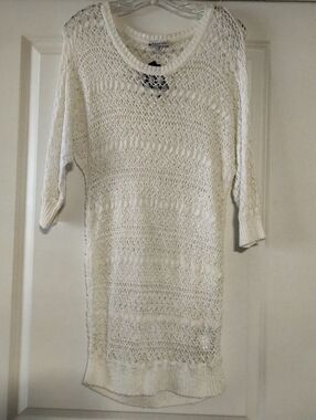 BRAND NEW BEBE Open Weave White Sweater Dress